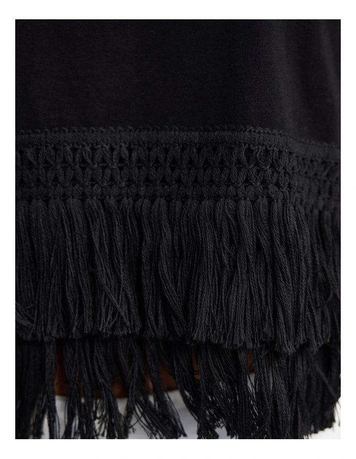 Bria Cotton Fringe Trim T-Shirt in Black image 6