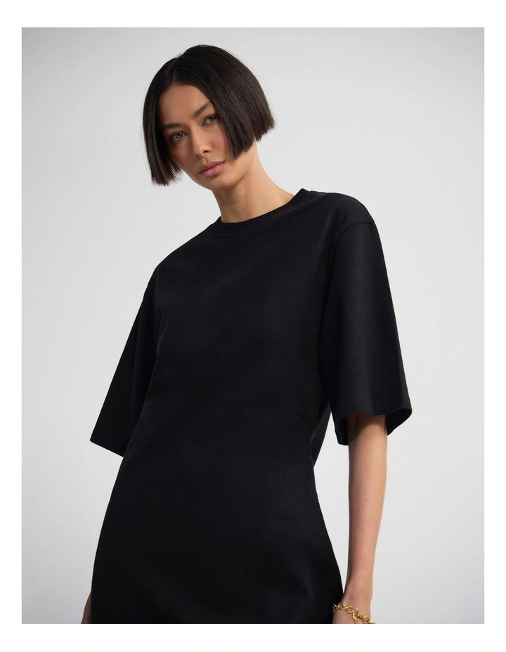 Bella Knit Dress With Fringe Trim in Black image 5