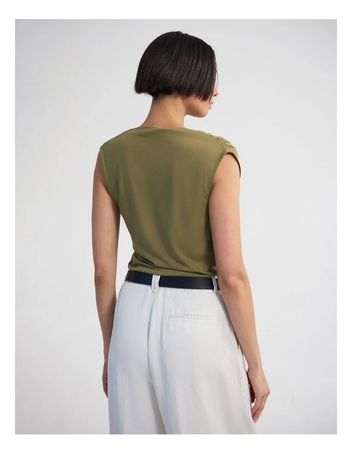 Aster Jersey Top in Olive image 2