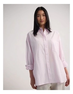 Erika Organic Cotton Shirt in Pink Stripe