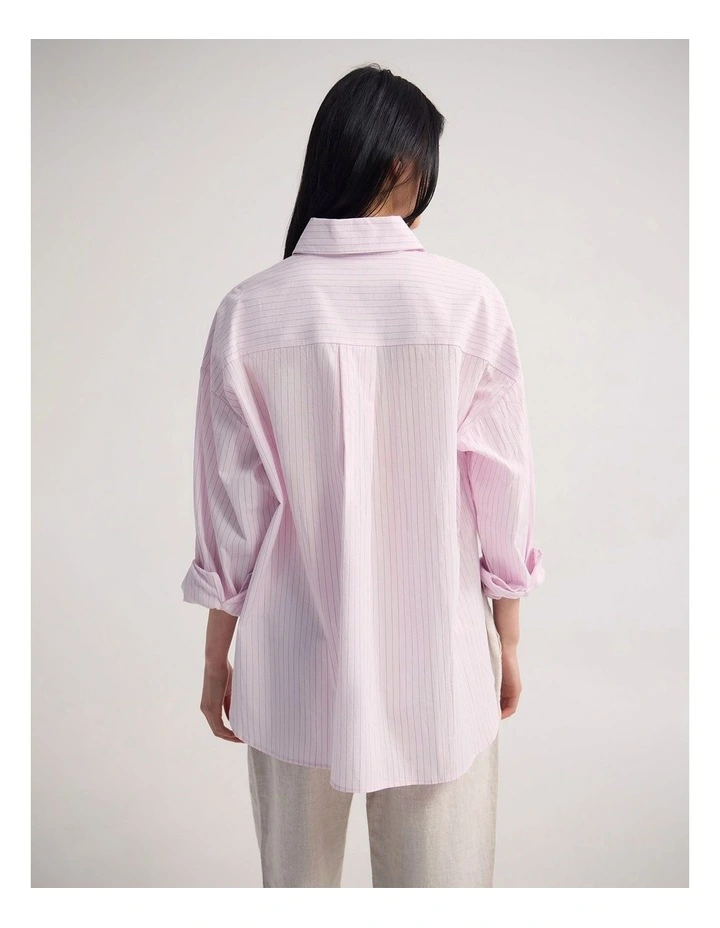 Erika Organic Cotton Shirt in Pink Stripe image 2