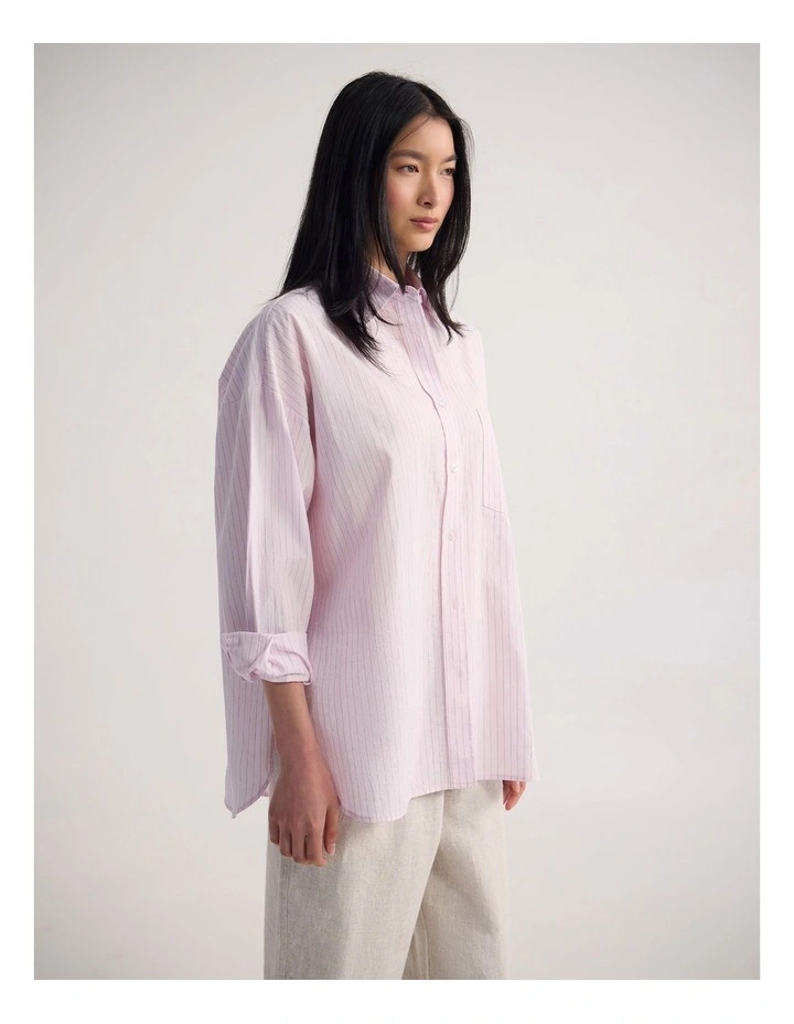Erika Organic Cotton Shirt in Pink Stripe image 3