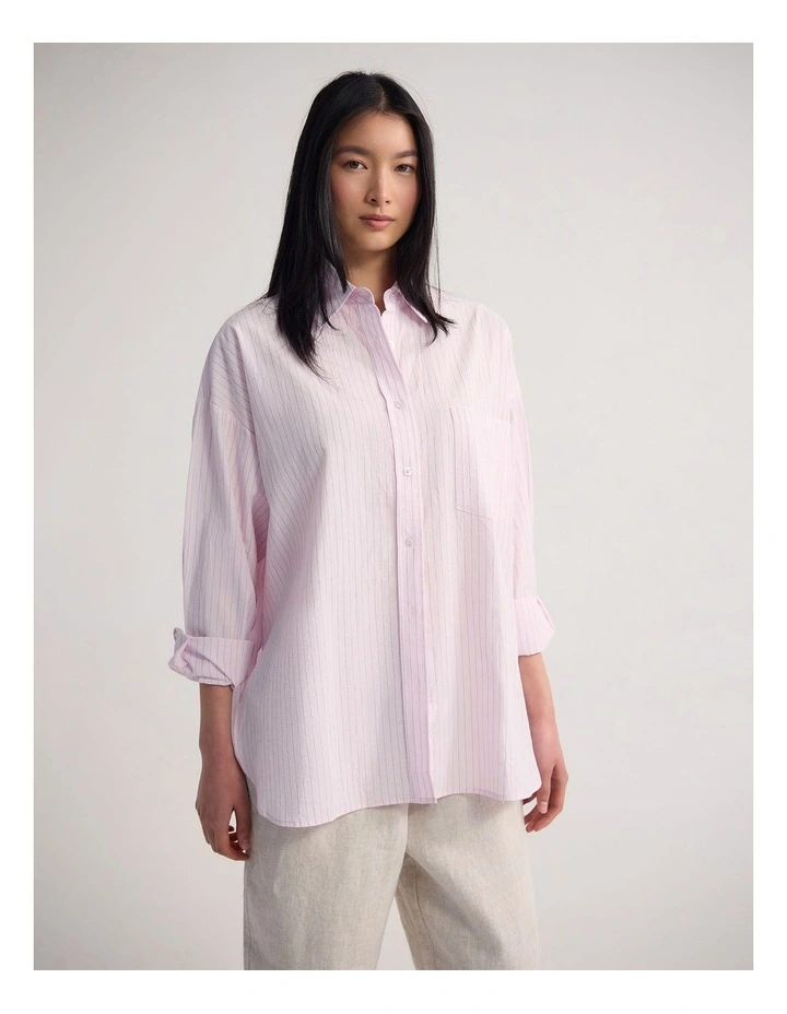 Erika Organic Cotton Shirt in Pink Stripe image 4