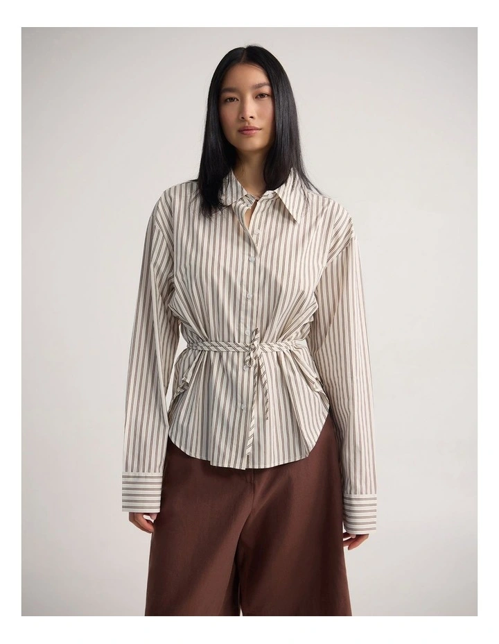 Rada Cotton Stripe Shirt in Chocolate Stripe image 1