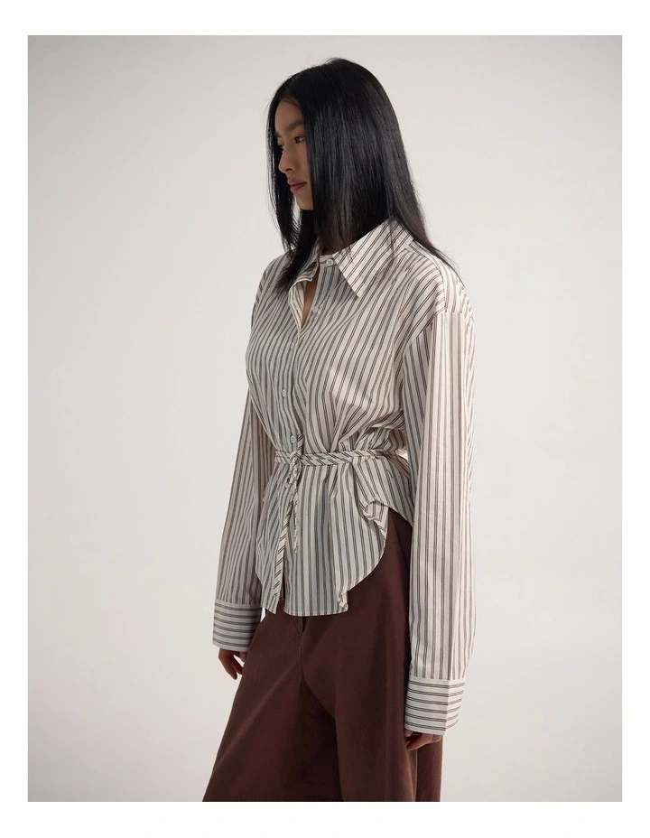 Rada Cotton Stripe Shirt in Chocolate Stripe image 3