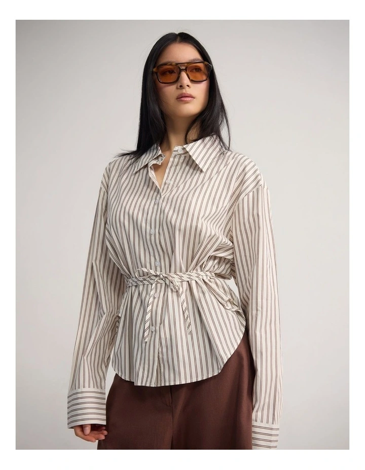 Rada Cotton Stripe Shirt in Chocolate Stripe image 4