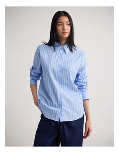 Adrienne Cotton Stripe Shirt in Blue Stripe