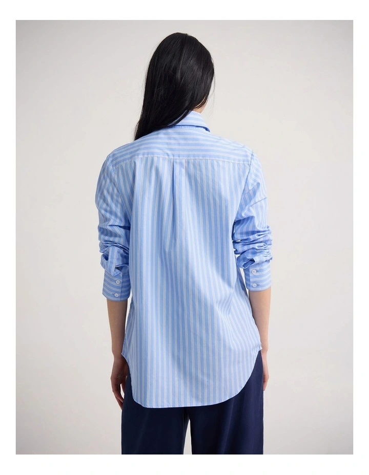 Adrienne Cotton Stripe Shirt in Blue Stripe image 2