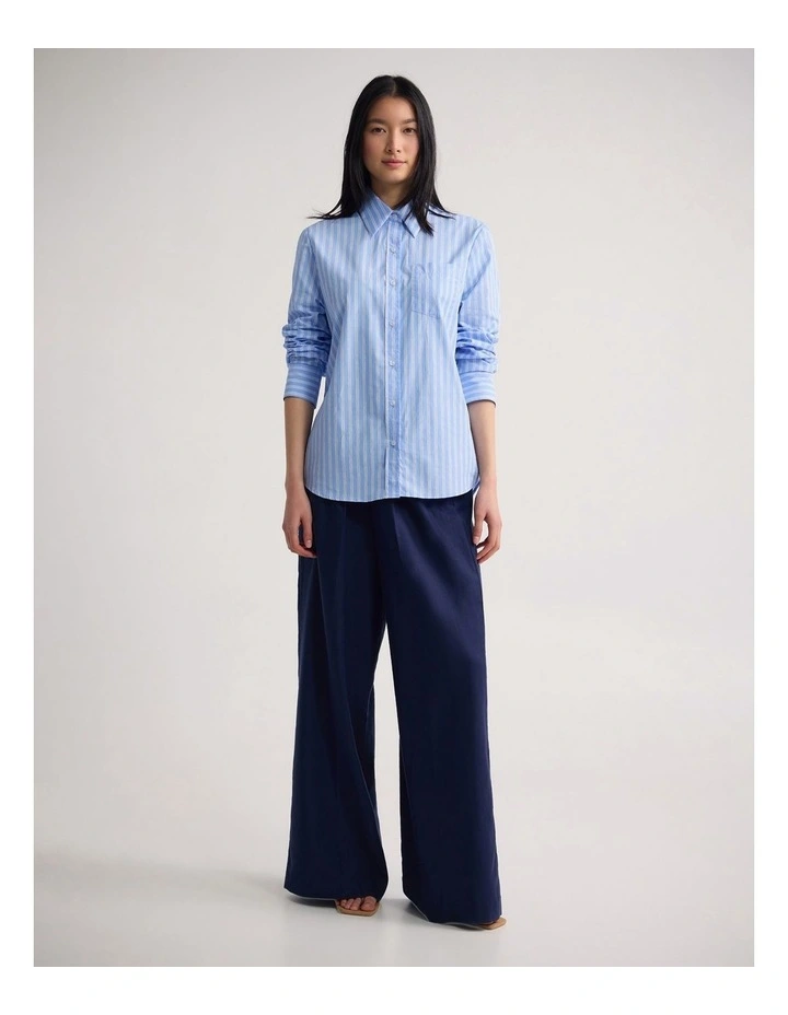Adrienne Cotton Stripe Shirt in Blue Stripe image 5