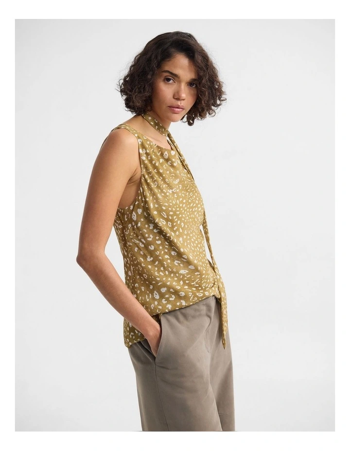Katrine Bambi Print Scarf Top in Caramel image 3