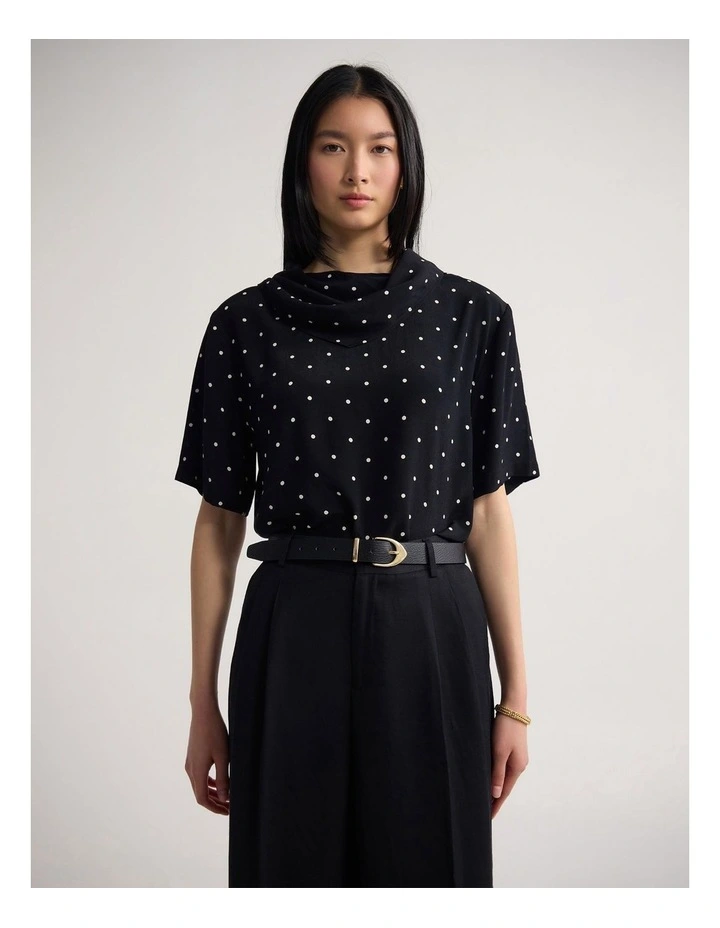 Poala Polka Dot Top in Black/Cream Spot image 1