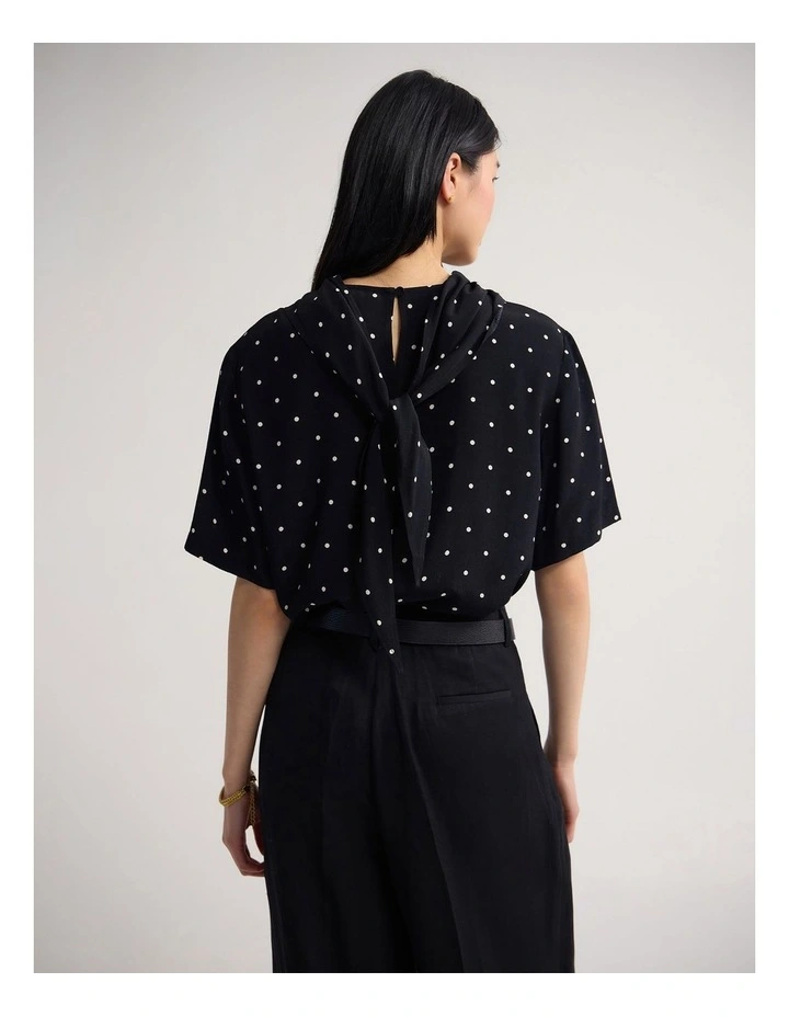 Poala Polka Dot Top in Black/Cream Spot image 2