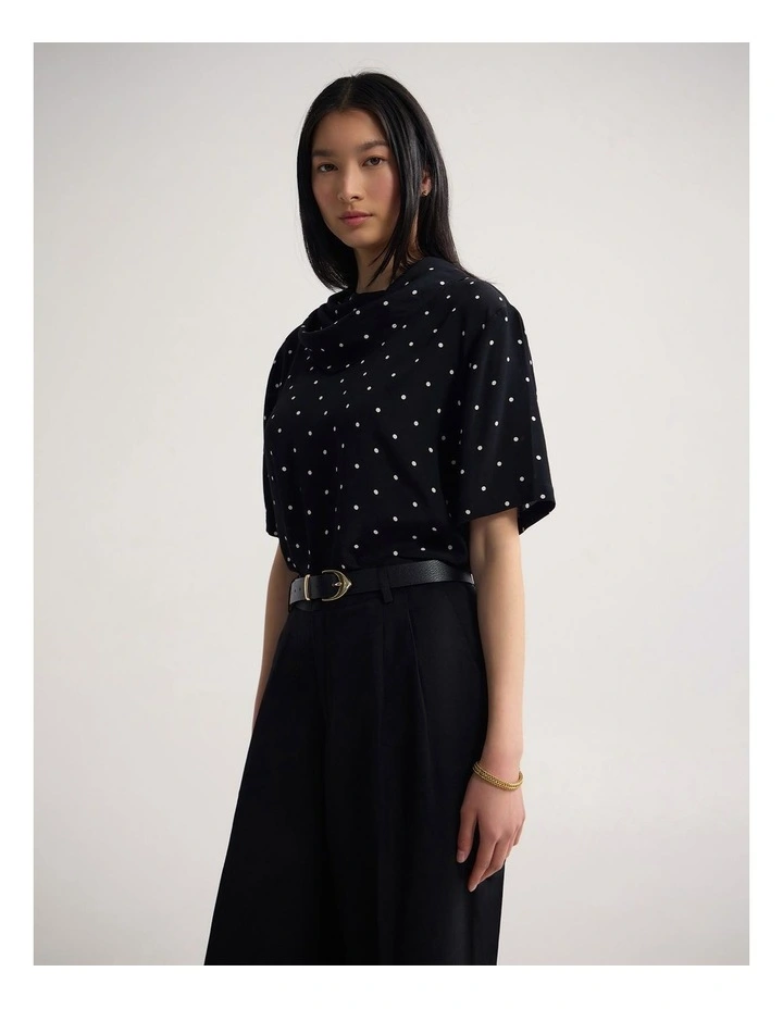 Poala Polka Dot Top in Black/Cream Spot image 3