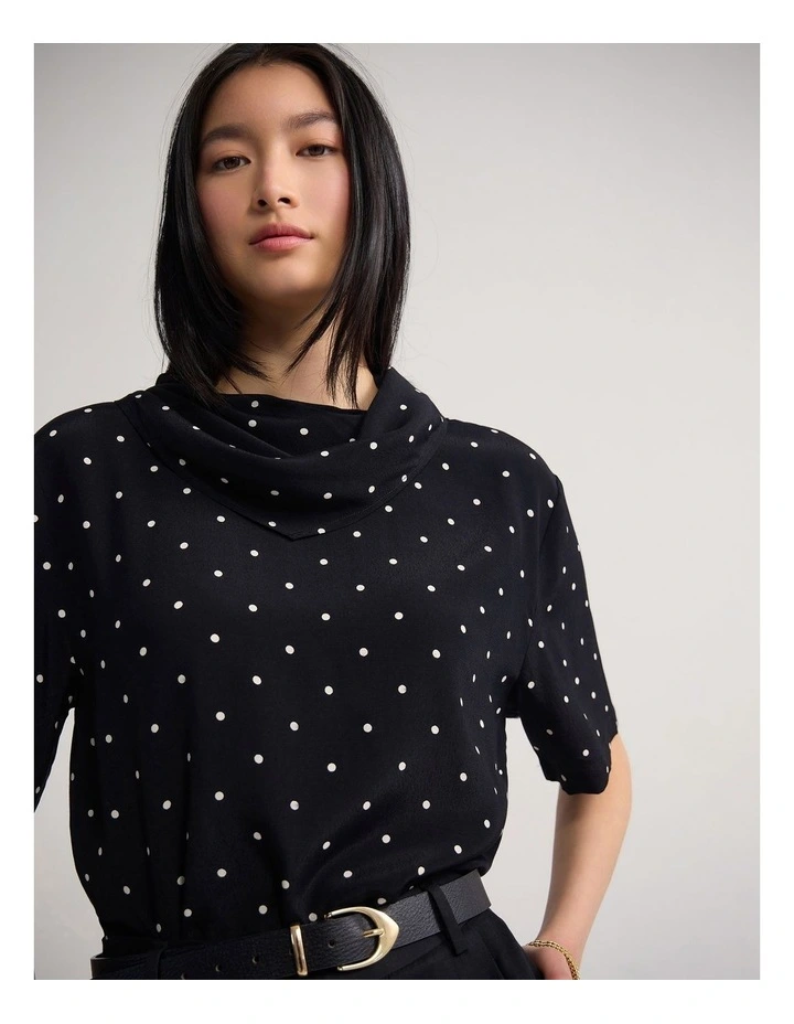 Poala Polka Dot Top in Black/Cream Spot image 4