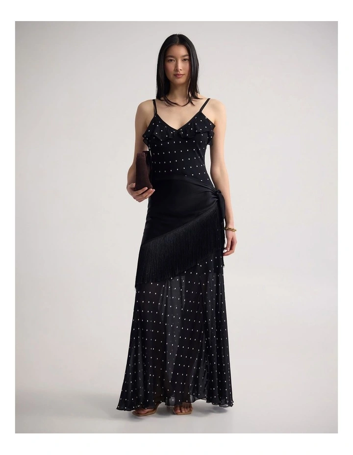 Georgia Georgette Polka Dot Dress in Black/Cream Spot image 1
