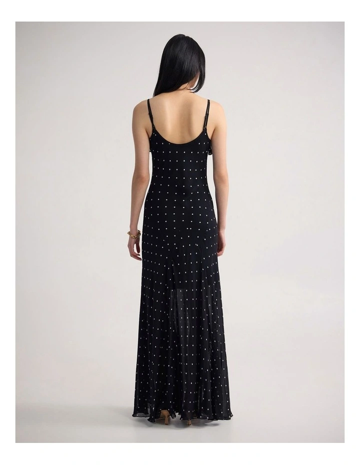 Georgia Georgette Polka Dot Dress in Black/Cream Spot image 2
