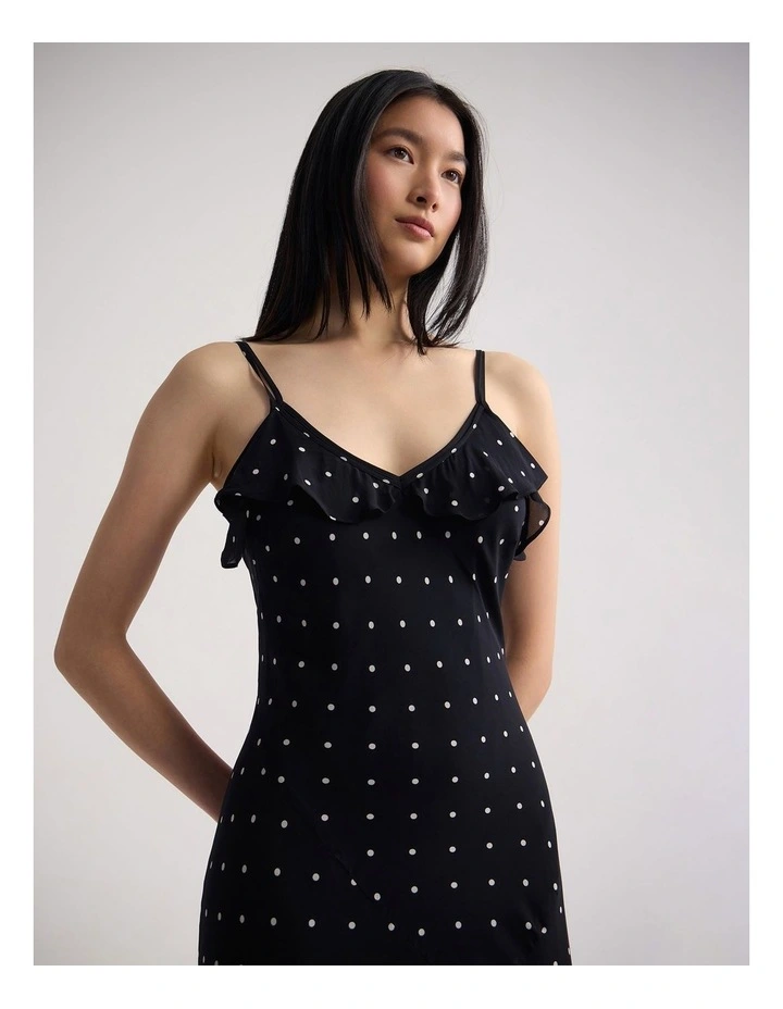 Georgia Georgette Polka Dot Dress in Black/Cream Spot image 4