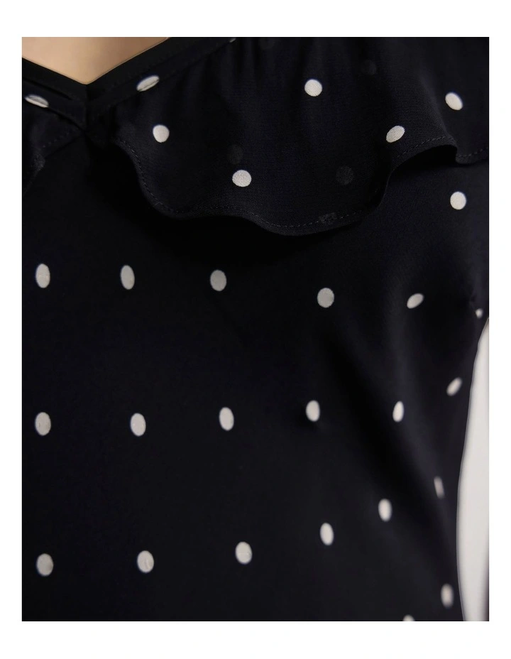 Georgia Georgette Polka Dot Dress in Black/Cream Spot image 6