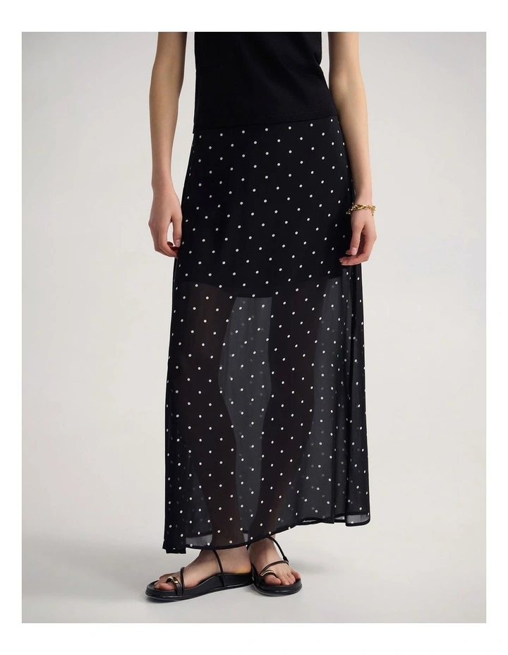 Maddi Polka Dot Skirt in Black/Cream Spot image 1