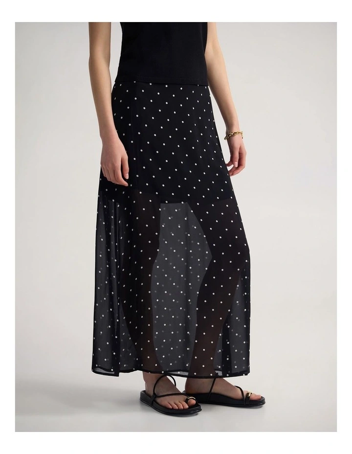 Maddi Polka Dot Skirt in Black/Cream Spot image 3