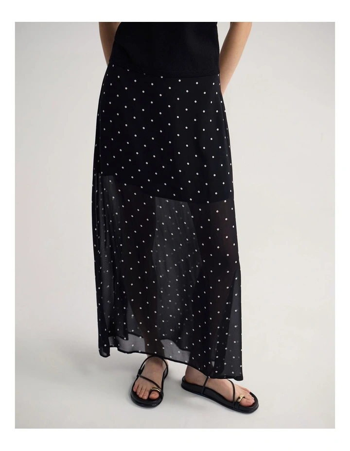 Maddi Polka Dot Skirt in Black/Cream Spot image 4