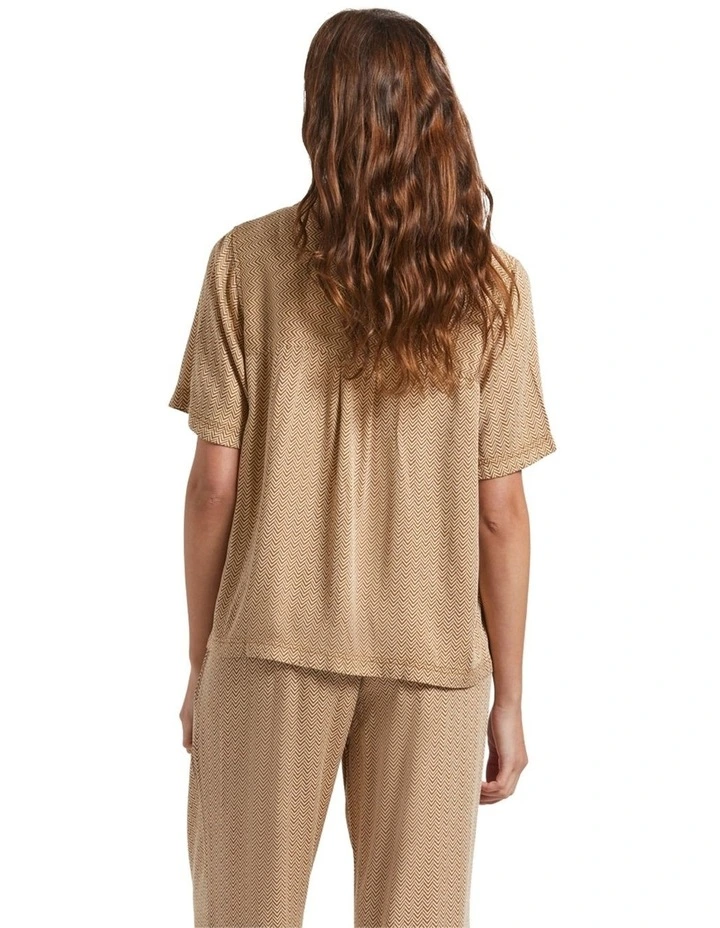 Hudson Lounge Short Sleeve Woven Shirt in Brown image 2