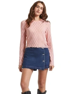 Dolly Slim Long Sleeve Knit Tee in Rose