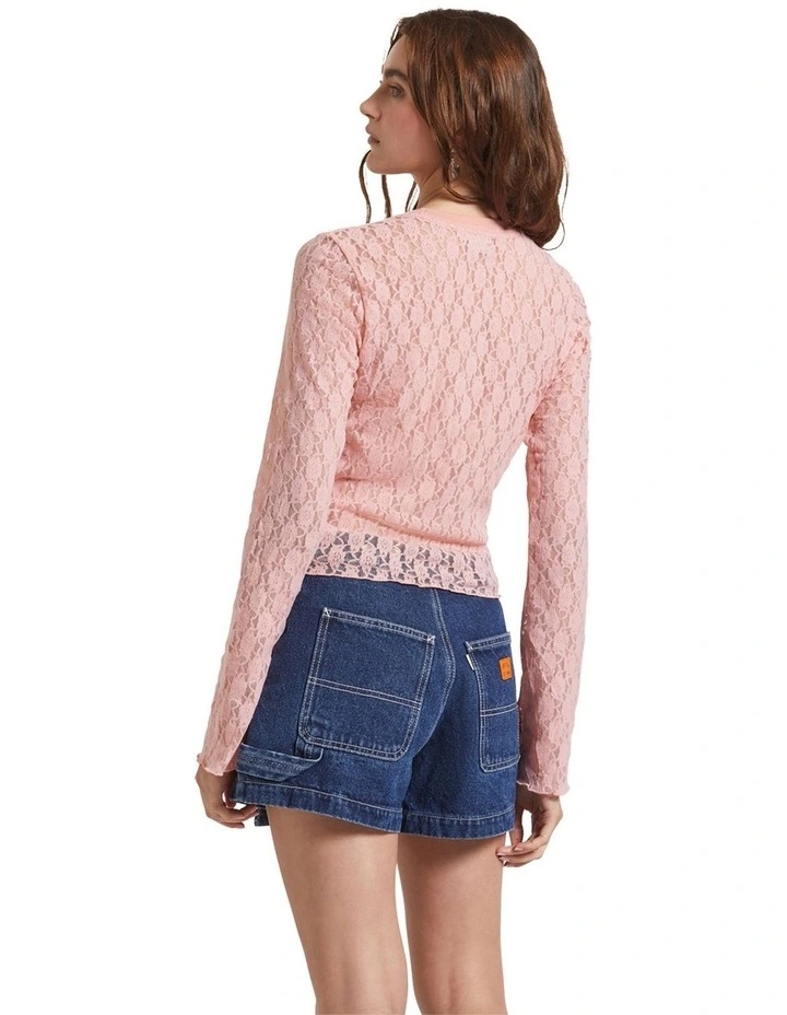 Dolly Slim Long Sleeve Knit Tee in Rose image 2