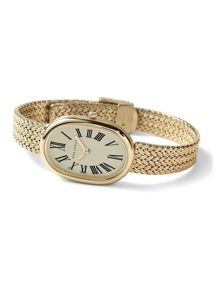 Fleur Oval Watch in Gold image 3