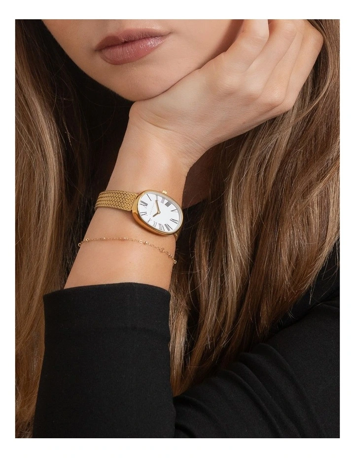 Fleur Oval Watch in Gold image 4
