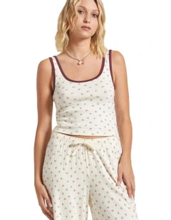 Off Duty A-Tank in Floral Pointelle