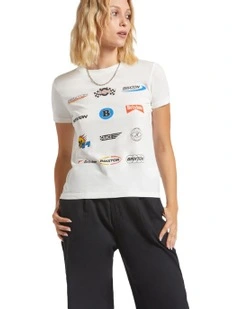 Racing Patches Crew Tee in Off White