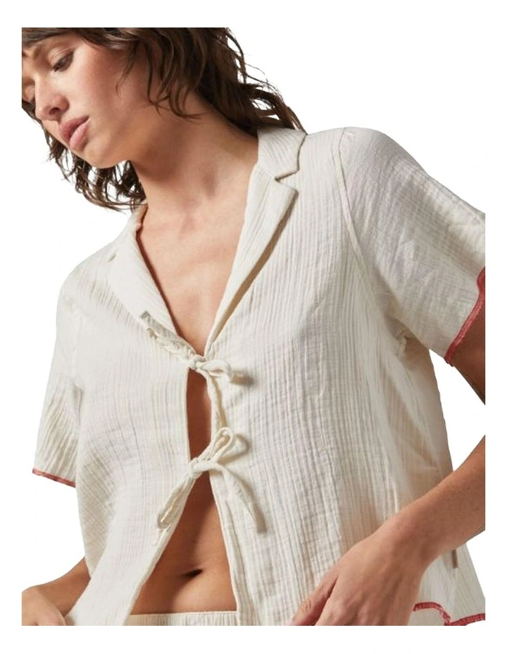Wandering Tie Top in Off White image 1