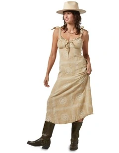Wandering Tie Dress in Pale Khaki Bandana