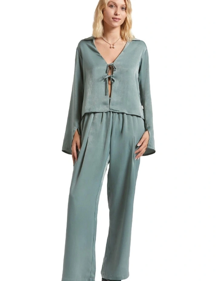 Soho Silky Pant in Blue Green Shine image 3