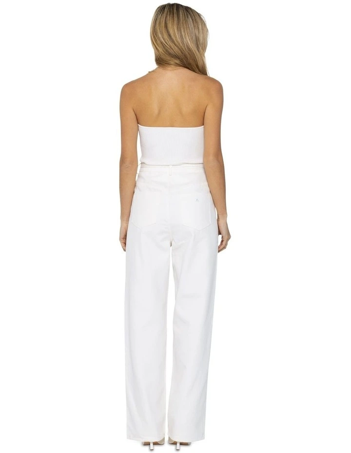 Knitted Halter Top With Scarf in White image 2