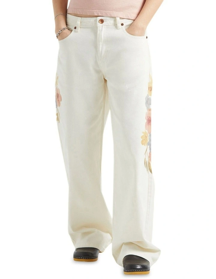 The Chloe 5 Pocket Pant in Off White Floral Burst image 1