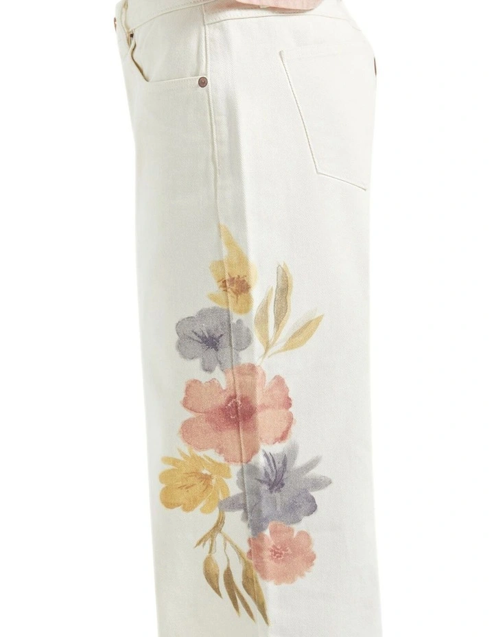 The Chloe 5 Pocket Pant in Off White Floral Burst image 5