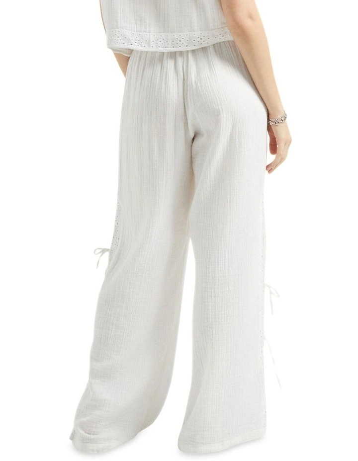 Seaside Eyelet Wide Leg Pant in Off White Eyelet image 2
