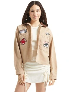 Utopia Patchwork Overshirt in Washed Timeless Taupe