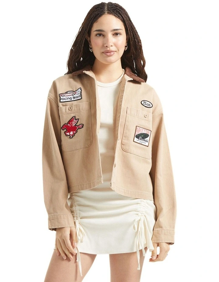 Utopia Patchwork Overshirt in Washed Timeless Taupe image 1