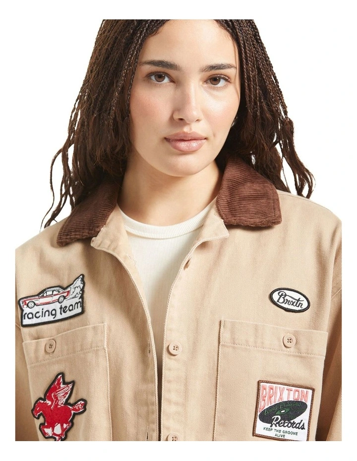 Utopia Patchwork Overshirt in Washed Timeless Taupe image 4