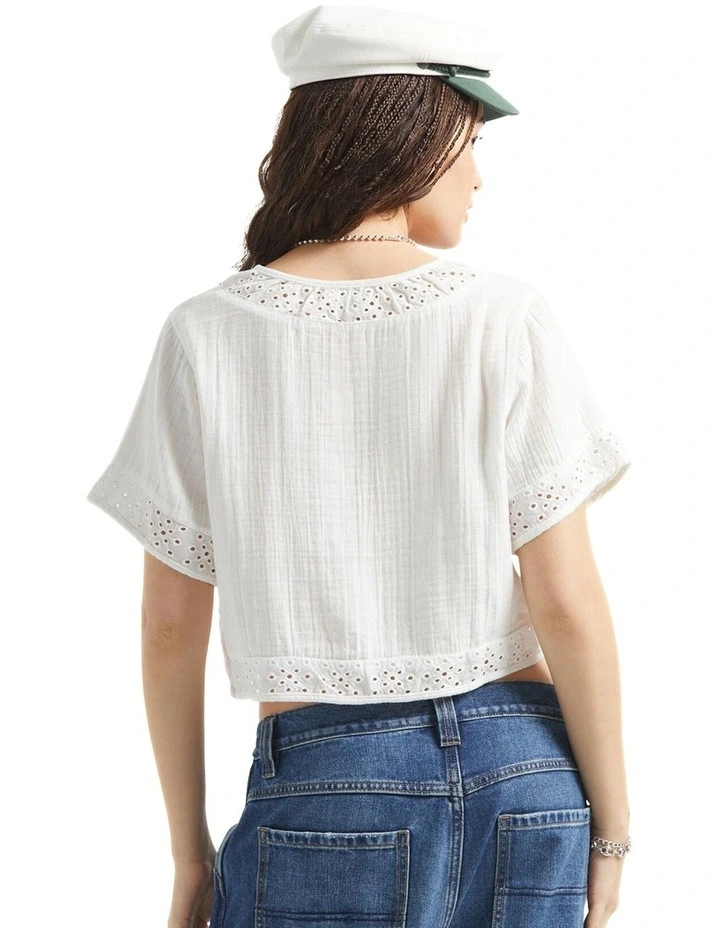 Seaside Eyelet Top in Off White Eyelet image 2