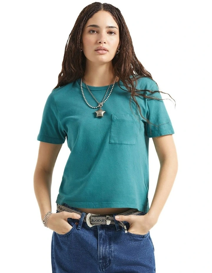 Carefree Organic Gd Perfect Tee in Washed Mediterranean Teal image 1