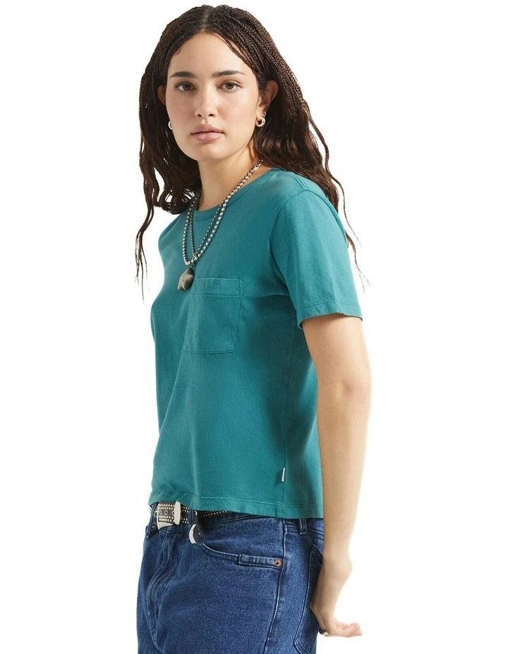Carefree Organic Gd Perfect Tee in Washed Mediterranean Teal image 3