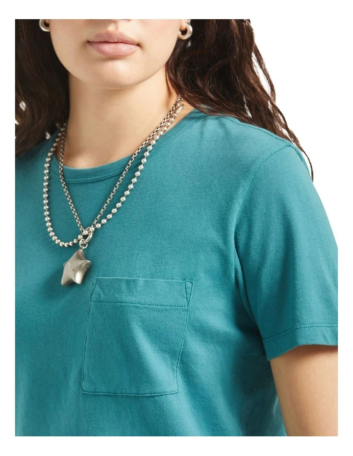 Carefree Organic Gd Perfect Tee in Washed Mediterranean Teal image 4