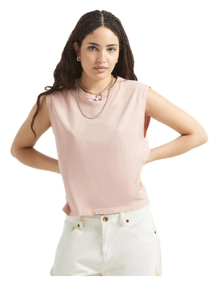 Carefree Organic Garment Dyed Muscle Tank in Silver Pink image 1