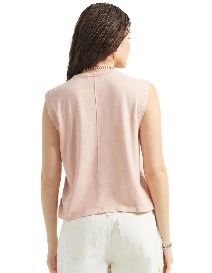 Carefree Organic Garment Dyed Muscle Tank in Silver Pink image 2