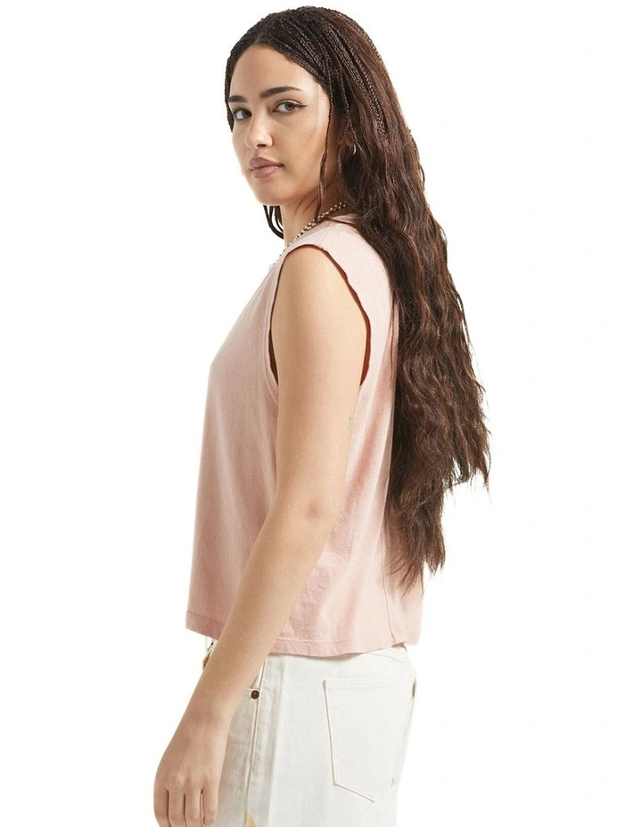 Carefree Organic Garment Dyed Muscle Tank in Silver Pink image 4