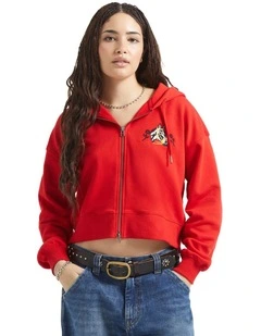 Trophy Horse Cropped Zip Hood in Adrenaline Rush